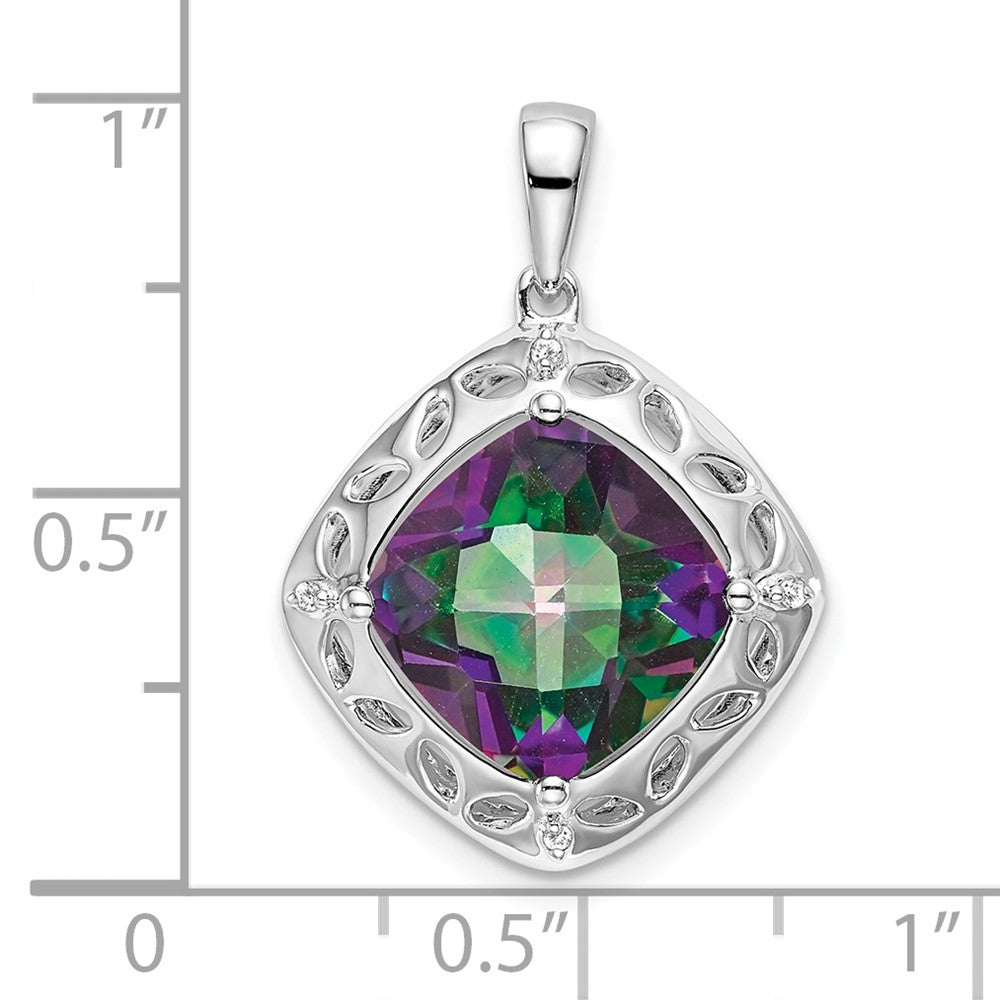 Sterling Silber Anhänger mit Mystic Fire Topas und echten Diamanten