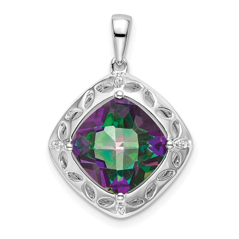 Sterling Silber Anhänger mit Mystic Fire Topas und echten Diamanten