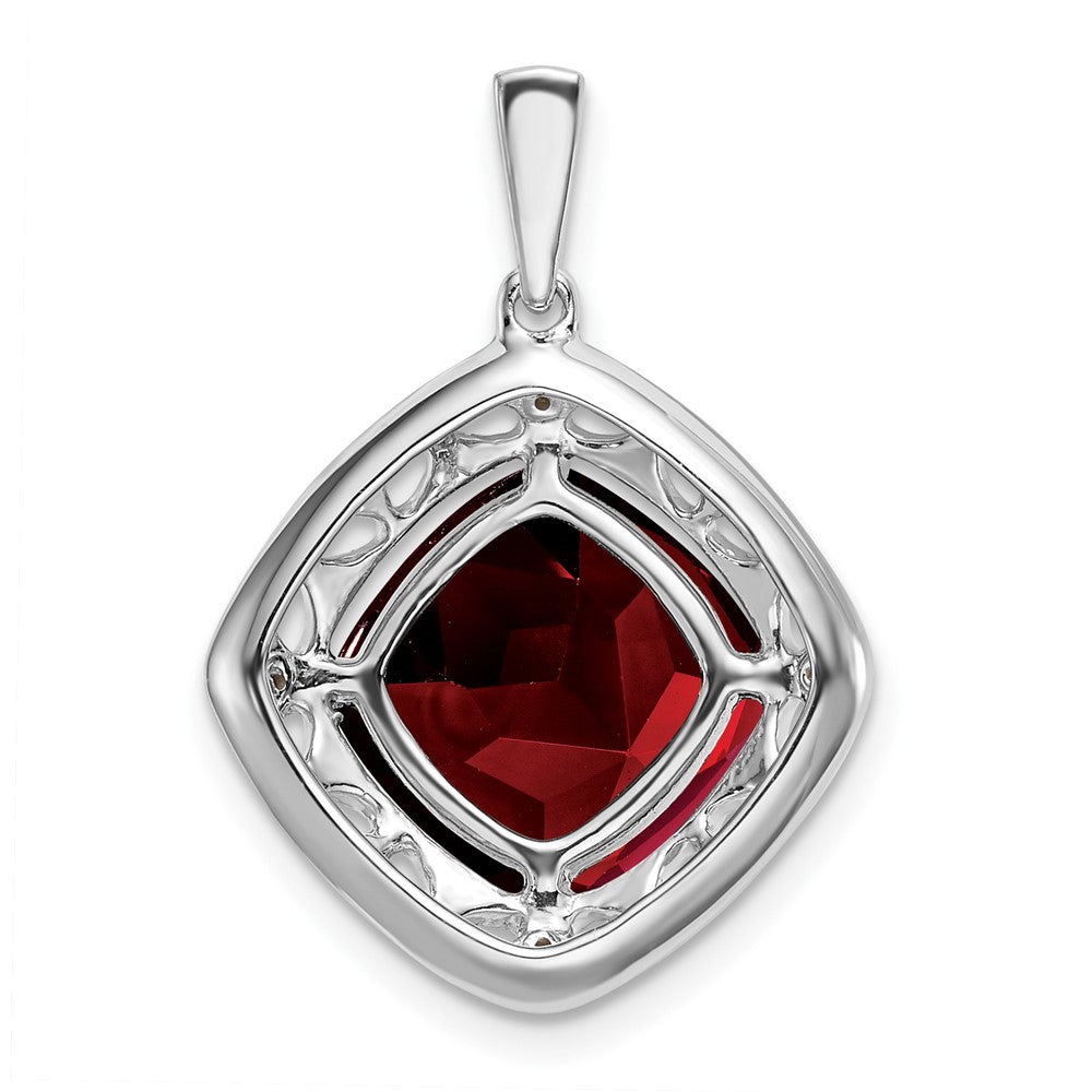 Sterling Silber Anhänger mit Granat und echten Diamanten