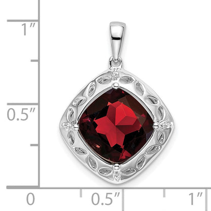 Sterling Silber Anhänger mit Granat und echten Diamanten