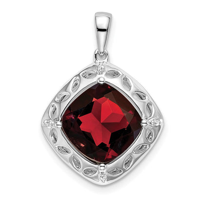 Sterling Silber Anhänger mit Granat und echten Diamanten