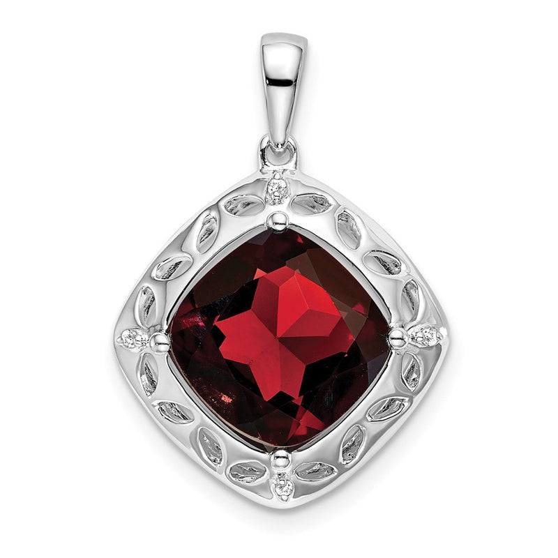 Sterling Silber Anhänger mit Granat und echten Diamanten