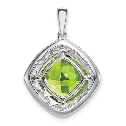 Sterling-Silber-Anhänger mit Peridot und echten Diamanten