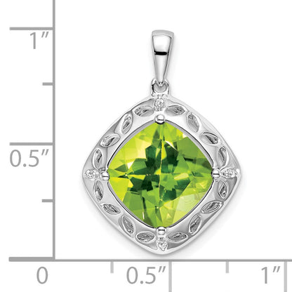 Sterling-Silber-Anhänger mit Peridot und echten Diamanten