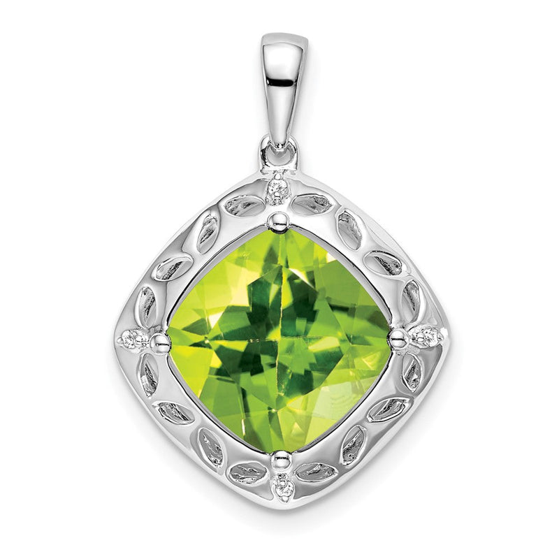 Sterling-Silber-Anhänger mit Peridot und echten Diamanten