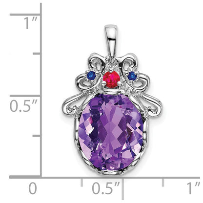 Sterlingsilber Amethyst Rubin und Saphir Anhänger