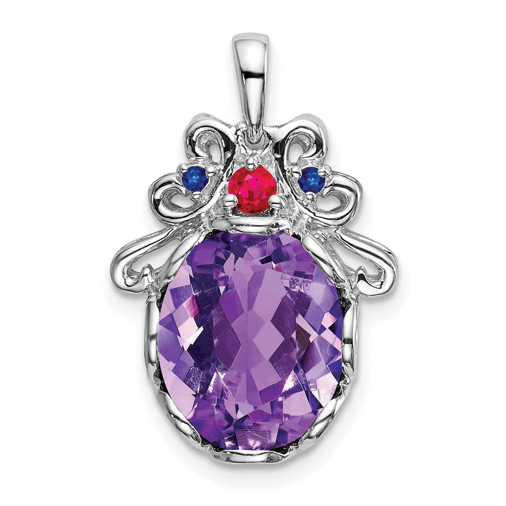 Sterlingsilber Amethyst Rubin und Saphir Anhänger