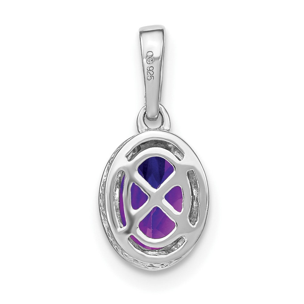 14k Weißgold Anhänger mit ovalem Amethyst und echten Diamanten