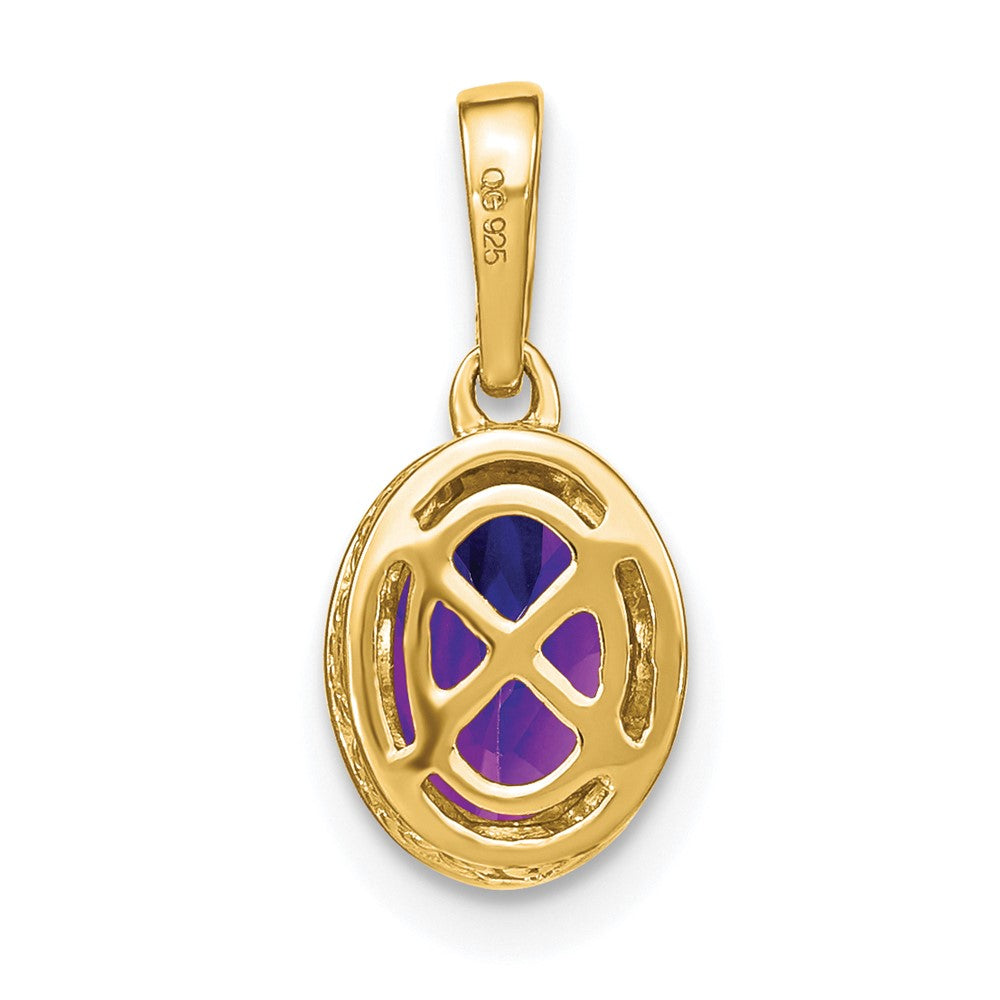 14K Gelbgold Anhänger mit ovalem Amethyst und echten Diamanten
