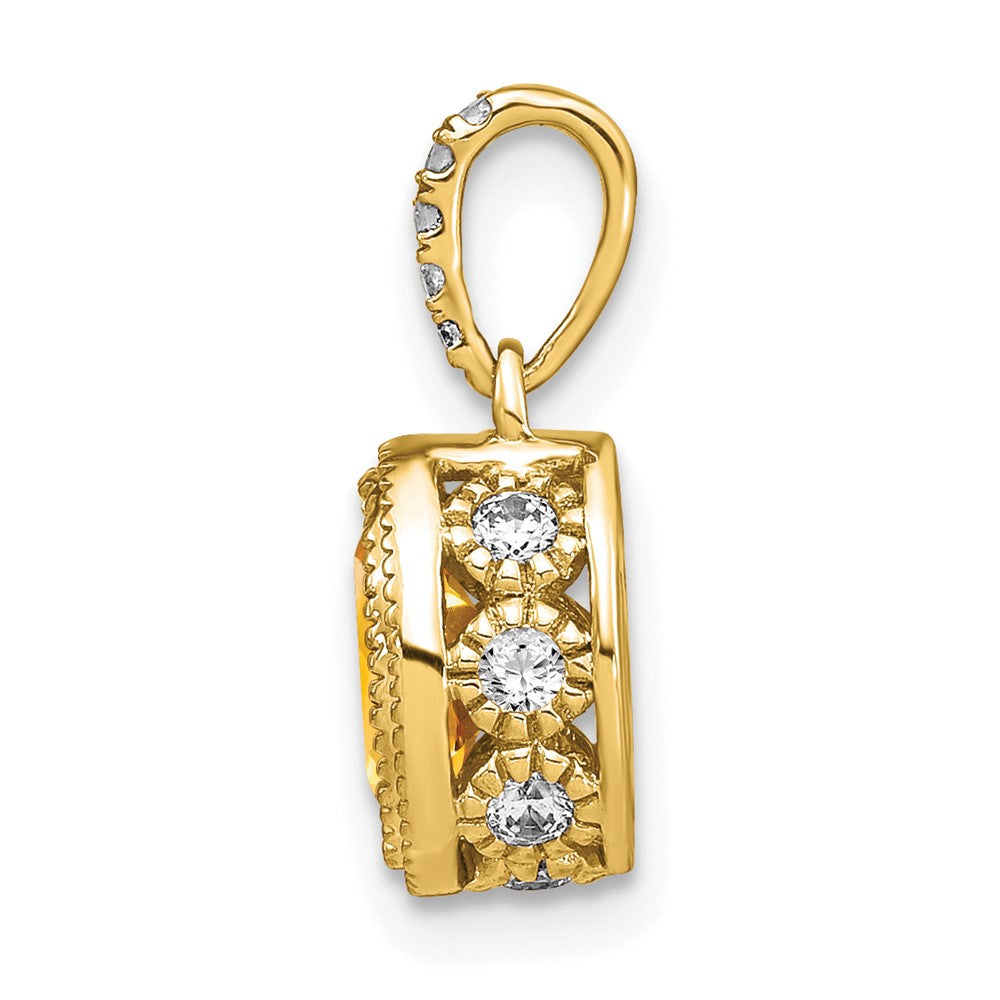 14K Gelbgold Anhänger mit ovalem Citrin und echten Diamanten