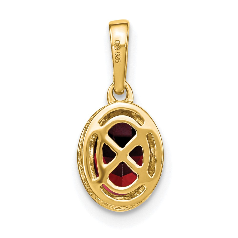 14K Gelbgold Ovaler Granat- und Echtdiamant-Anhänger