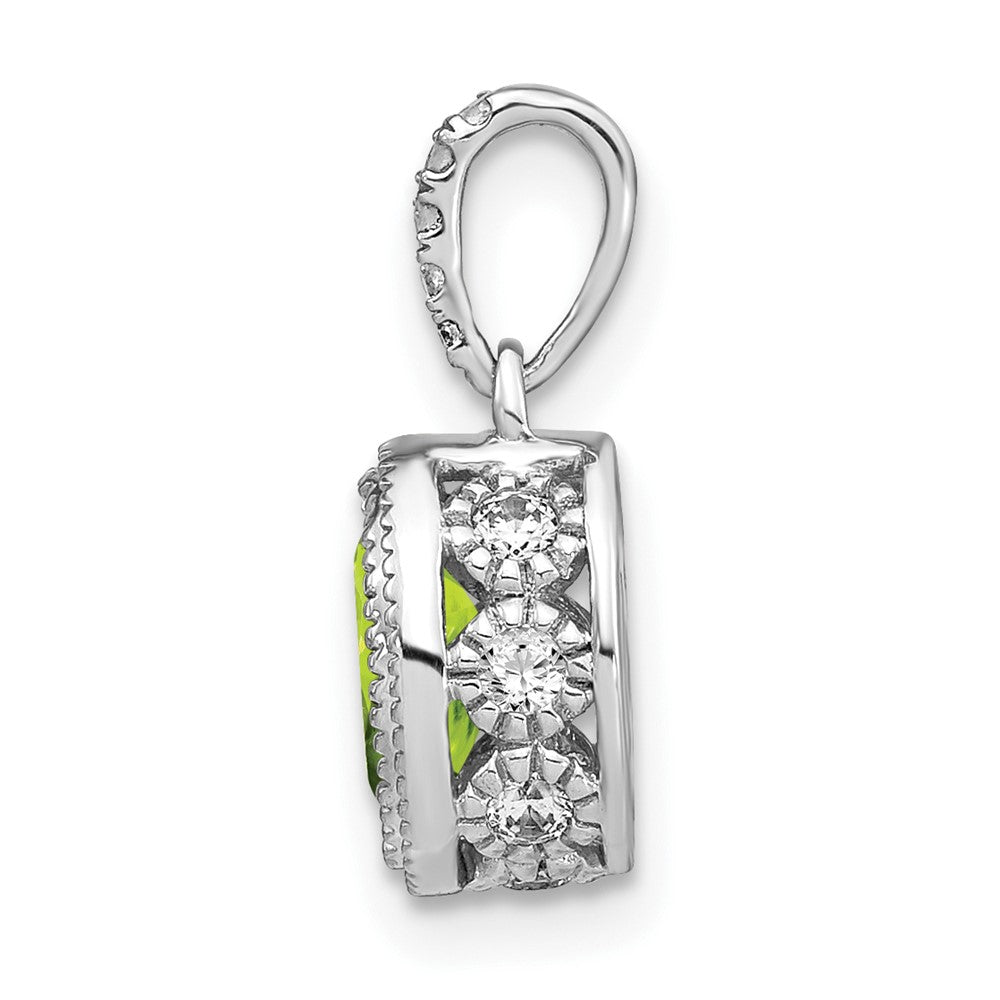 14K Weißgold Oval-Anhänger mit Peridot und echtem Diamant