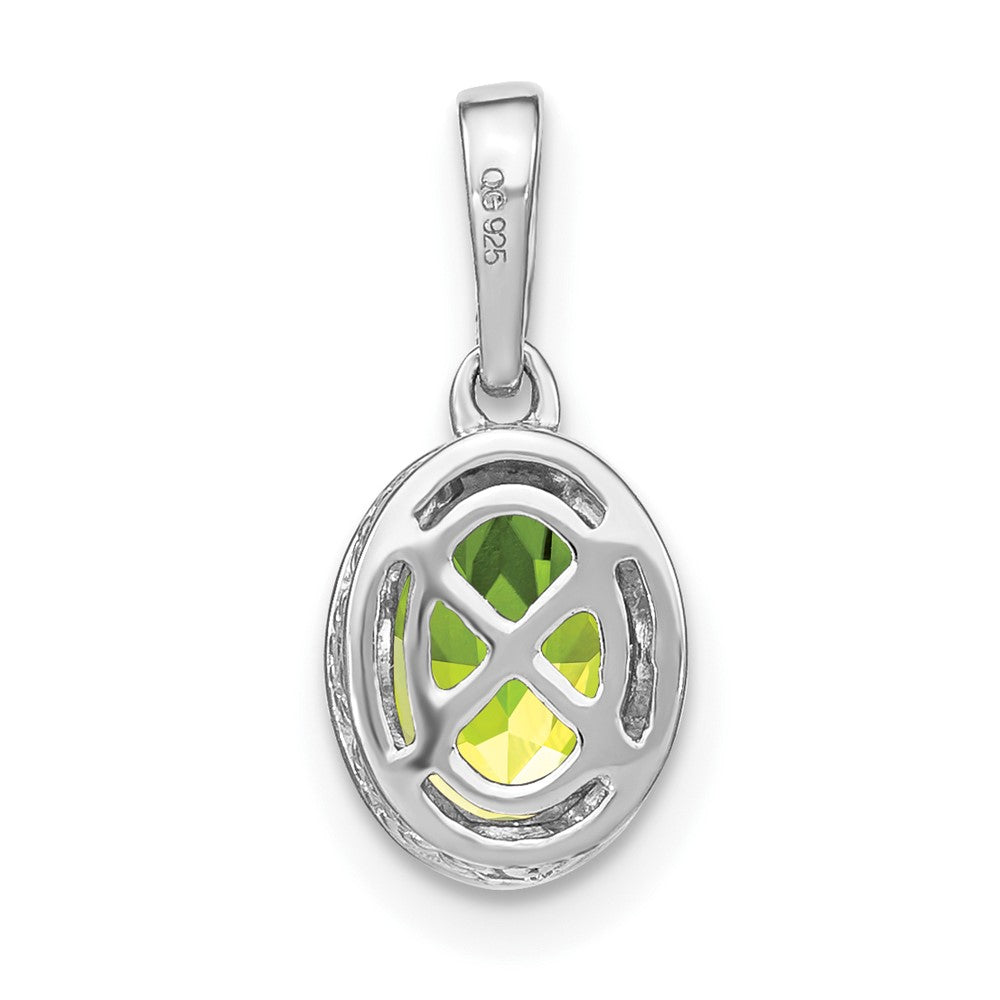 14K Weißgold Oval-Anhänger mit Peridot und echtem Diamant