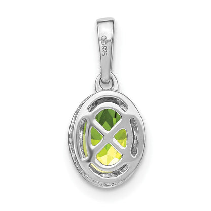 14K Weißgold Oval-Anhänger mit Peridot und echtem Diamant