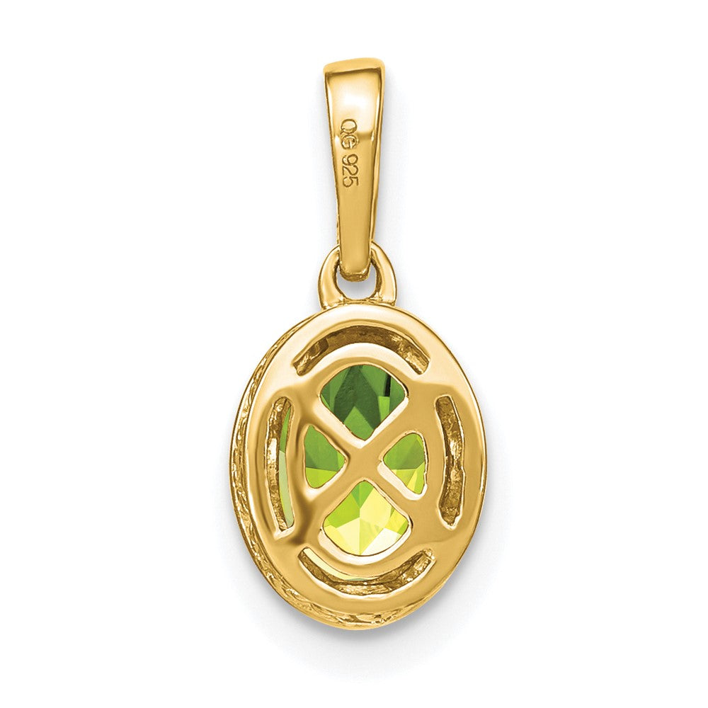 14K Gelbgold Anhänger mit ovalem Peridot und echten Diamanten