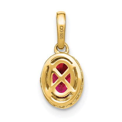 14K Gelbgold Ovaler Rubin- und Echtdiamant-Anhänger