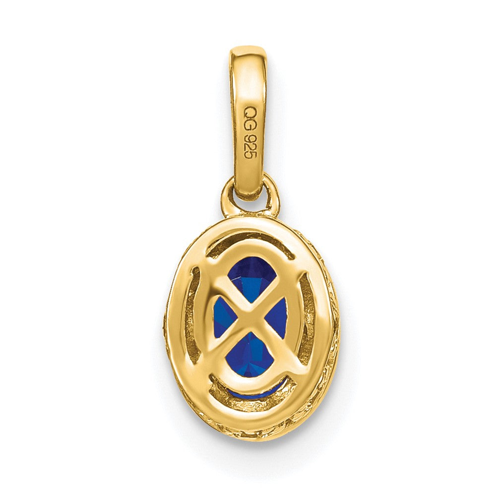 14K Gelbgold Anhänger mit ovalem Saphir und echten Diamanten