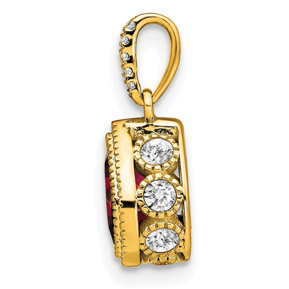 14K Gelbgold Anhänger mit birnenförmigem Granat und echten Diamanten