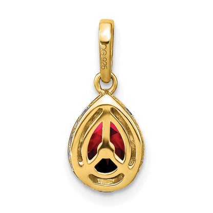 14K Gelbgold Anhänger mit birnenförmigem Granat und echten Diamanten
