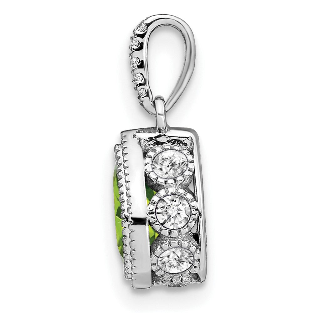 14K Weißgold Anhänger mit birnenförmigem Peridot und echtem Diamant