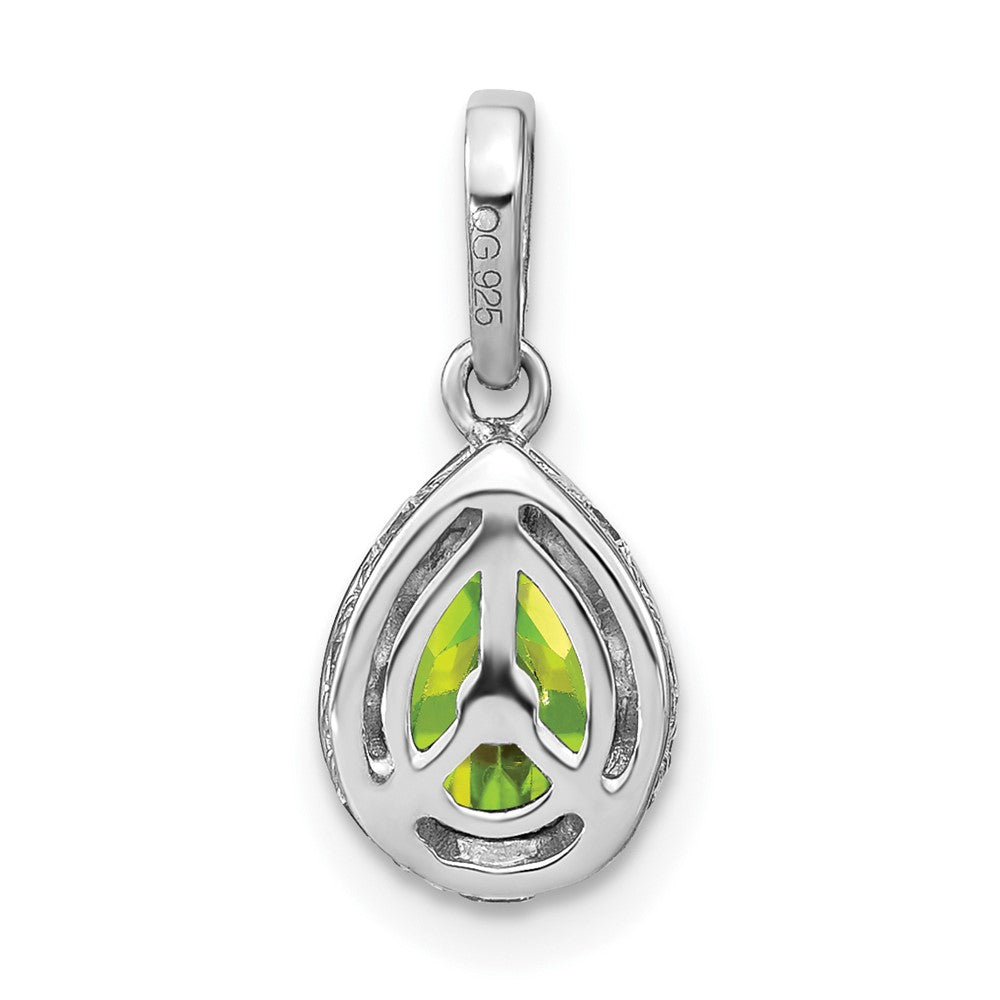 14K Weißgold Anhänger mit birnenförmigem Peridot und echtem Diamant