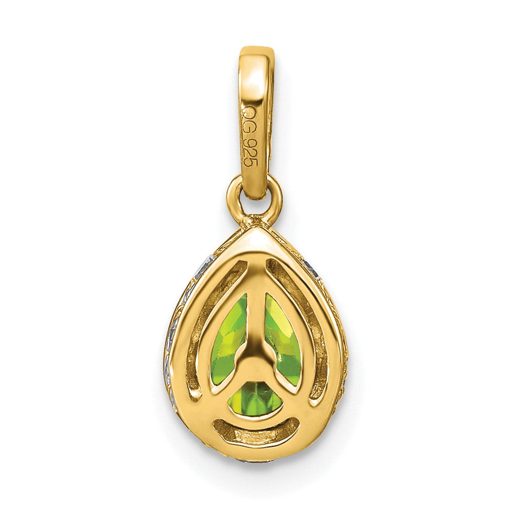 14K Gelbgold Anhänger mit birnenförmigem Peridot und echten Diamanten