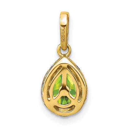 14K Gelbgold Anhänger mit birnenförmigem Peridot und echten Diamanten