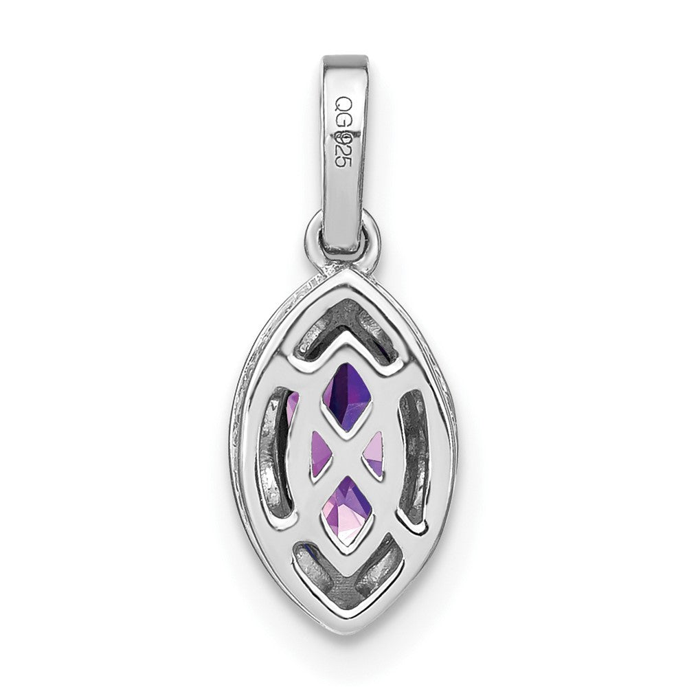 14K Weißgold Anhänger mit Amethyst im Marquiseschliff und echten Diamanten