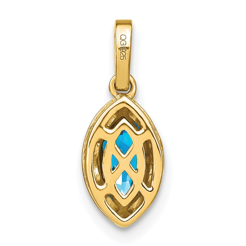 14K Gelbgold Anhänger mit Marquise-Blautopas und echten Diamanten