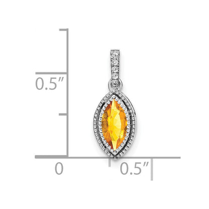 14K Weißgold Anhänger mit Citrin im Marquise-Schliff und echten Diamanten