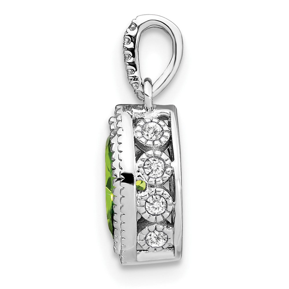 14K Weißgold Anhänger mit Marquise-Peridot und echten Diamanten