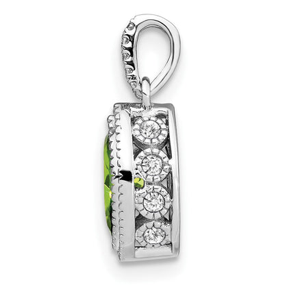 14K Weißgold Anhänger mit Marquise-Peridot und echten Diamanten