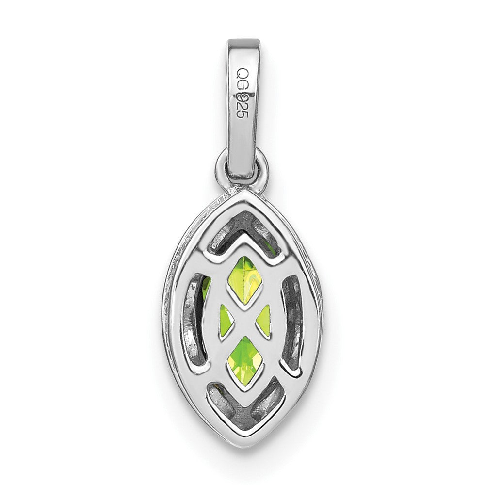 14K Weißgold Anhänger mit Marquise-Peridot und echten Diamanten