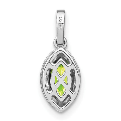 14K Weißgold Anhänger mit Marquise-Peridot und echten Diamanten