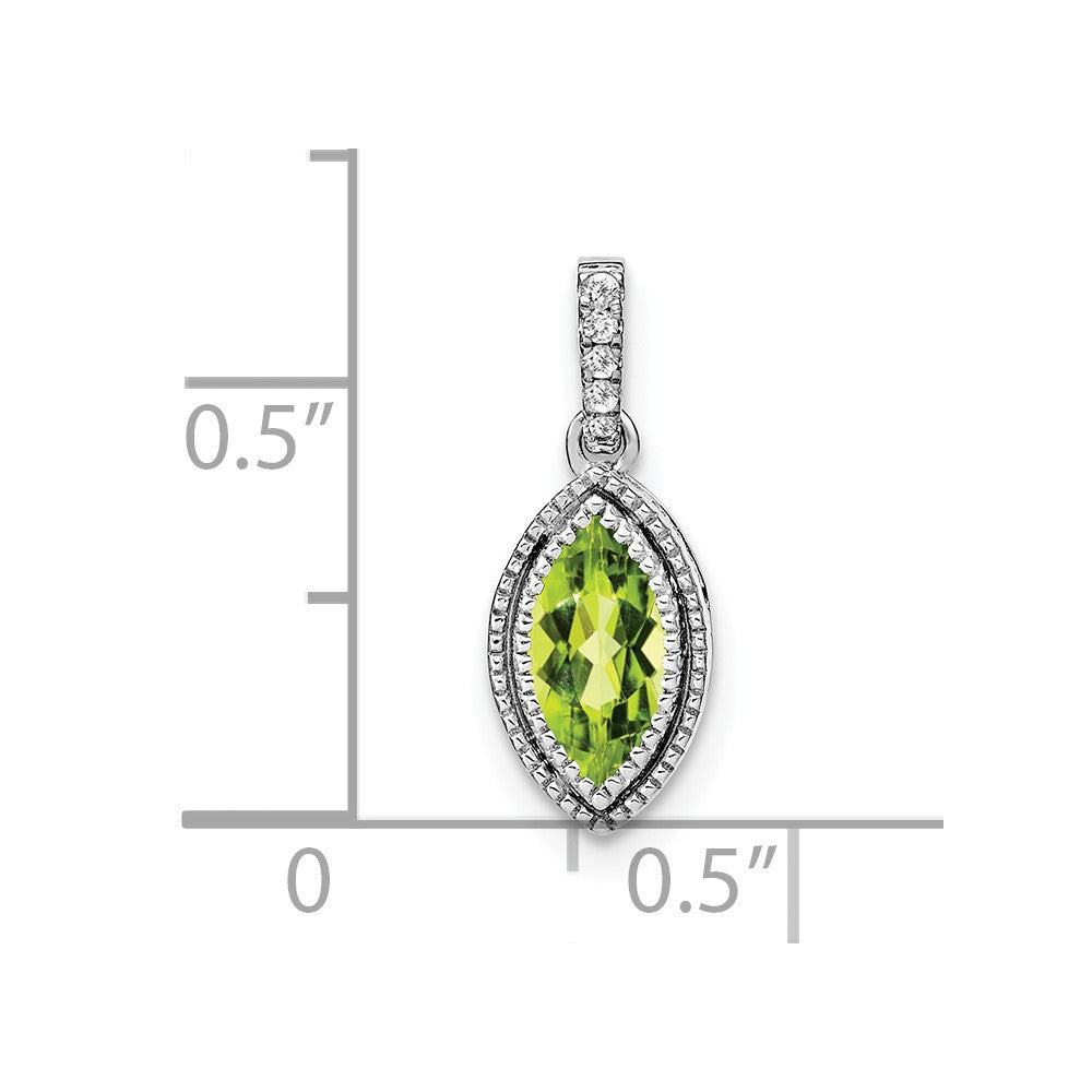 14K Weißgold Anhänger mit Marquise-Peridot und echten Diamanten