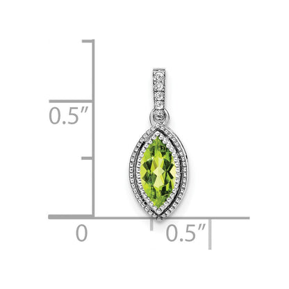 14K Weißgold Anhänger mit Marquise-Peridot und echten Diamanten
