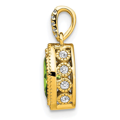 14K Gelbgold Anhänger mit Peridot im Marquiseschliff und echten Diamanten