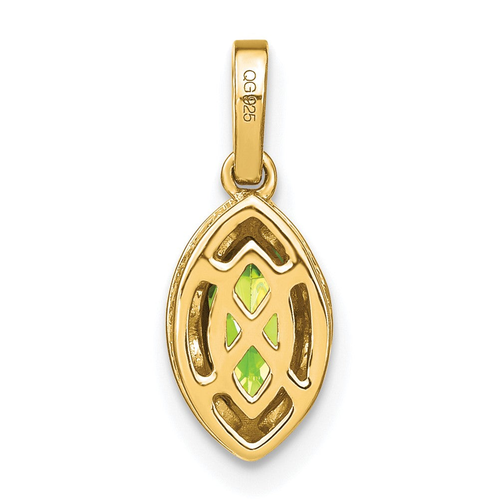 14K Gelbgold Anhänger mit Peridot im Marquiseschliff und echten Diamanten