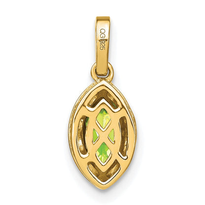 14K Gelbgold Anhänger mit Peridot im Marquiseschliff und echten Diamanten