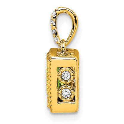 14K Gelbgold-Anhänger mit quadratischem Citrin und echten Diamanten