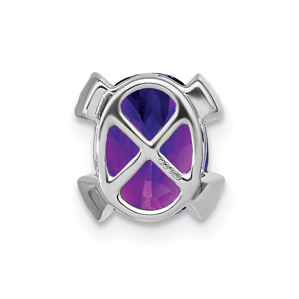 14K Weißgold Oval Amethyst und Echt Diamant Kette Anhänger