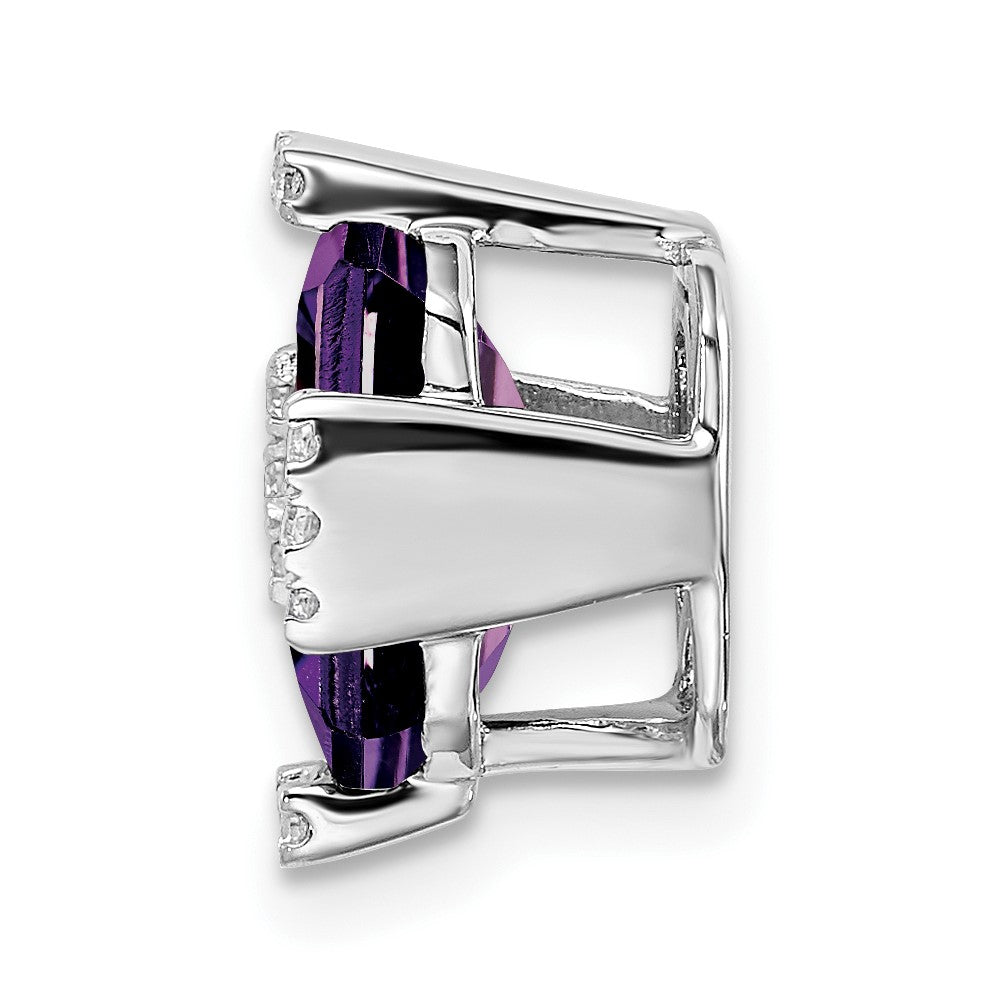 14K Weißgold Octagon Amethyst und Echt Diamant Kette Anhänger