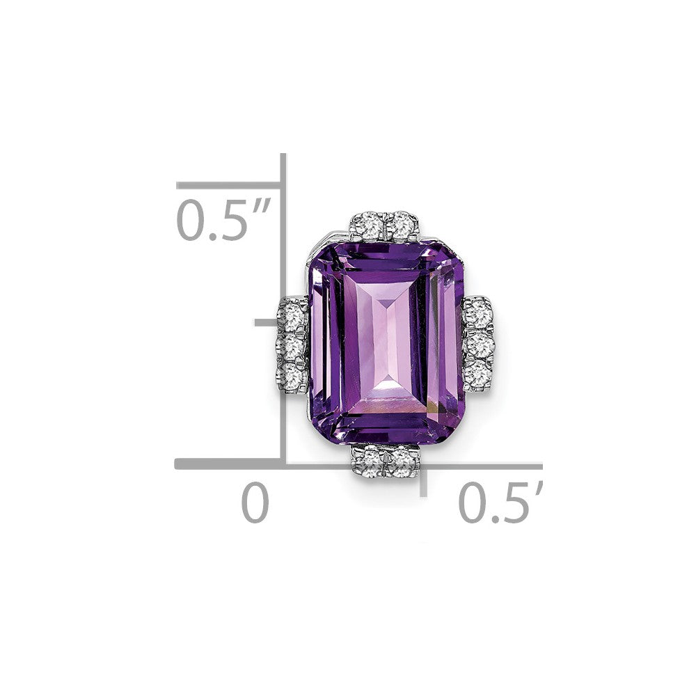 14K Weißgold Octagon Amethyst und Echt Diamant Kette Anhänger