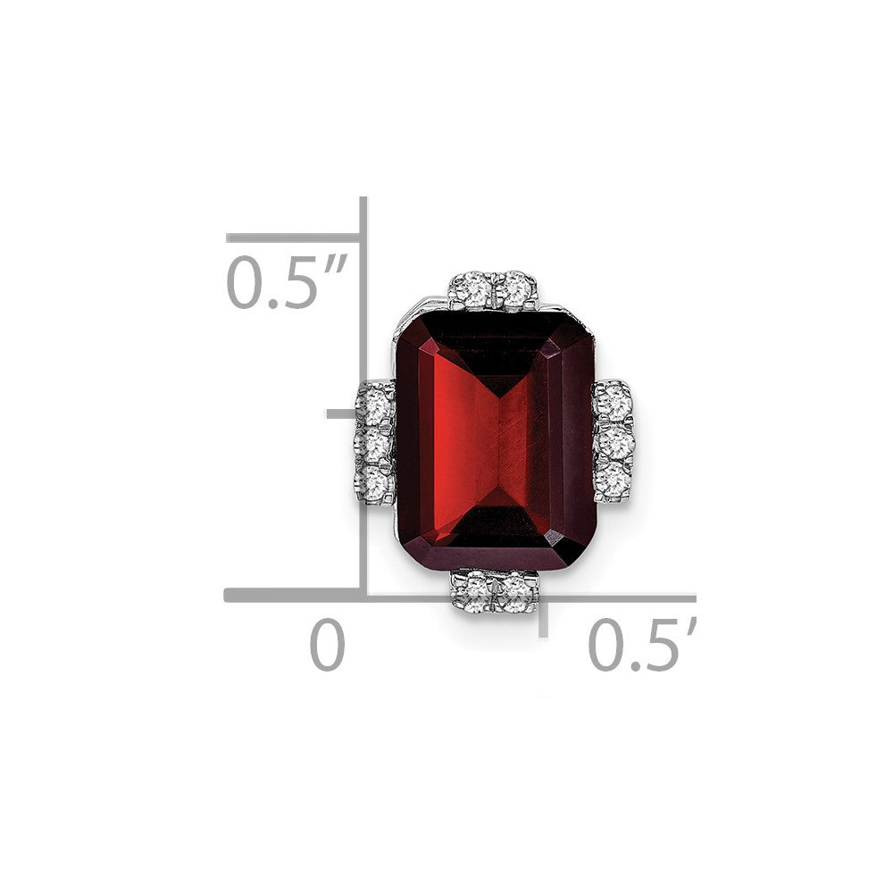14K Weißgold Octagon Granat und Echt Diamant Kette Anhänger