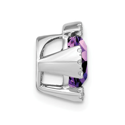 14K Weißgold Kissen Amethyst und Echt Diamant Kette Anhänger