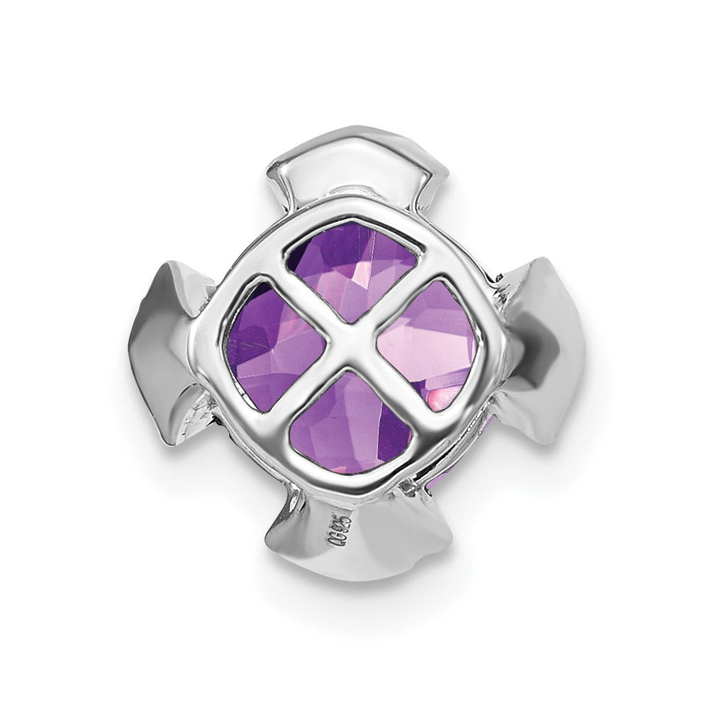 14K Weißgold Kissen Amethyst und Echt Diamant Kette Anhänger