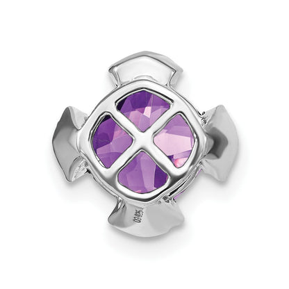 14K Weißgold Kissen Amethyst und Echt Diamant Kette Anhänger