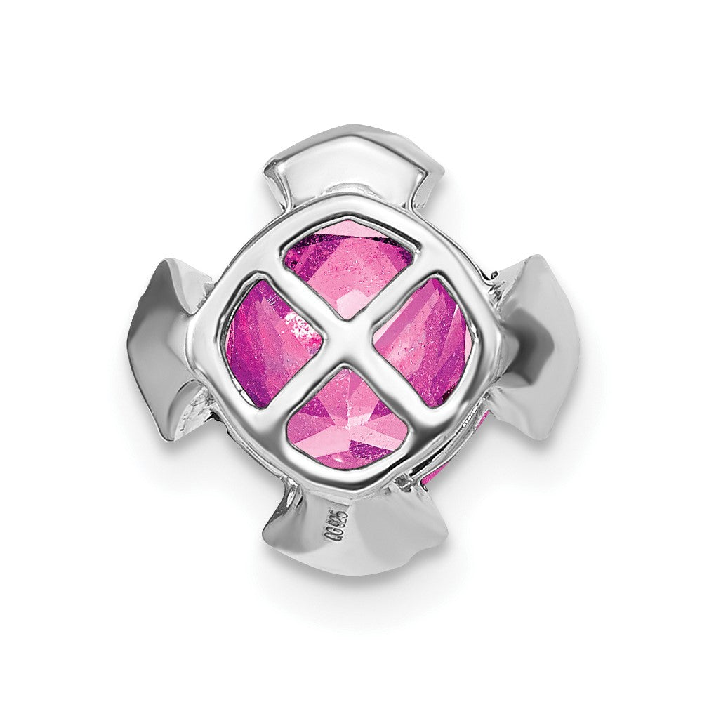 14K Weißgold Kissen Erzeugt Rosa Saphir/real Diamant Kette Anhänger
