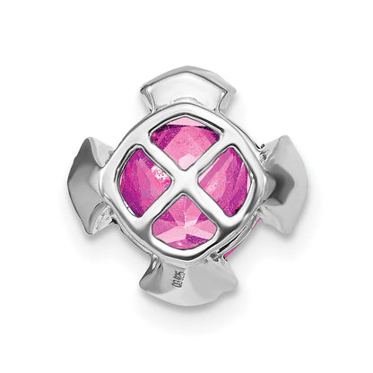 14K Weißgold Kissen Erzeugt Rosa Saphir/real Diamant Kette Anhänger