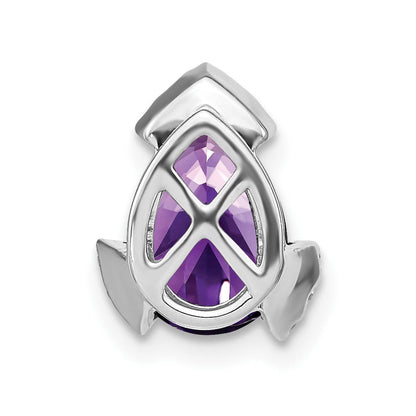 14K Weißgold Tropfen Amethyst und Echt Diamant Kette Anhänger